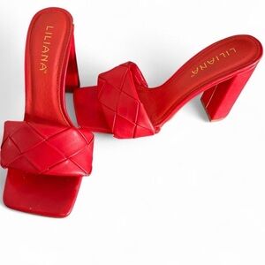 Liliana Bold Red Heeled Mules